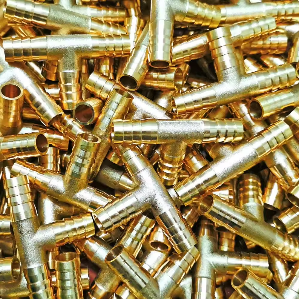 2 Pièces Raccord En Laiton En T (Tee) 3 Voies Avec Réduction Pour Tuyau - 6mm X 8mm X 6mm - Neuf Sous Emballage D'origine