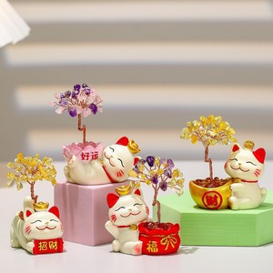 Lucky Cat Figurine Resin Multi Piece Set Feng Shui <b>Desk</b> Ornament Chinese New Year Decoration Office Supply - Product Image 4