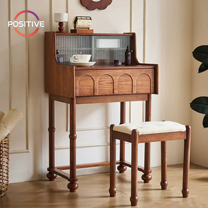 Metà del secolo camera da letto moderna alte <span class=keywords><strong>gambe</strong></span> in legno massiccio Dressing tavolo per <span class=keywords><strong>ragazze</strong></span> sala trucco stile medievale porta in vetro Vanity - Product Image 1