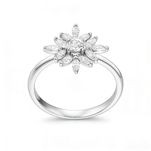 แหวนหมั้นเพชรทรงคลัสเตอร์น่ารัก ทองคำแท้ 10K/14K/18K ชุบทอง 14K คุณภาพ VVS-VS เพชรเลี้ยงในห้องปฏิบัติการ IGI - Product Image 2