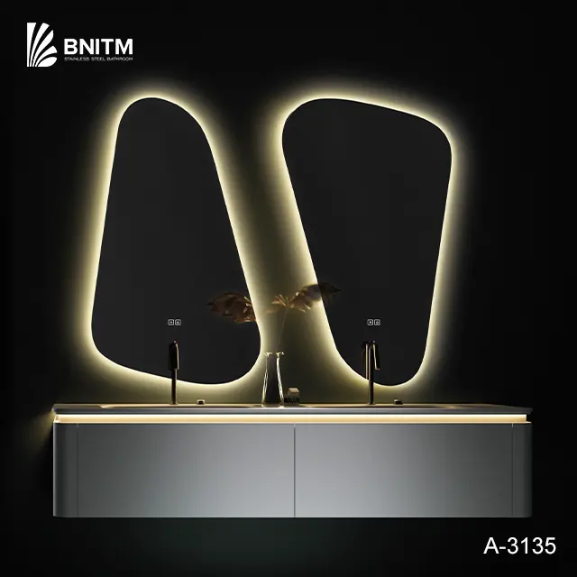 BNITM סין שירותים צף 36 אינץ הבלי אמבטיה כיור כפול ארון אמבטיה עם כפול מראות