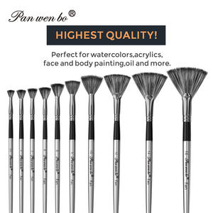 10 pièces artiste <span class=keywords><strong>peinture</strong></span> <span class=keywords><strong>pinceau</strong></span> ensemble doux Anti-perte Nylon manche en bois acrylique aquarelle <span class=keywords><strong>peinture</strong></span> à l'<span class=keywords><strong>huile</strong></span> ventilateur pinceaux - Product Image 4