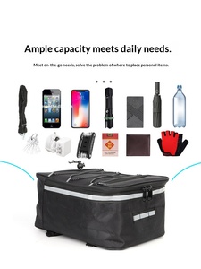Sacoche de <span class=keywords><strong>porte</strong></span>-bagages arrière pour vélo électrique et VTT, grande capacité, imperméable, avec <span class=keywords><strong>housse</strong></span> de pluie, réfléchissante et fixation stable - Product Image 3