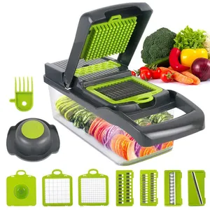 Factory Sale 10 In 1 Chopper With 8 Blade Vegetable Slicer Onion Mincer Vegetable Chopper Cutter And Dicer With Container