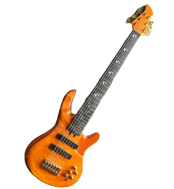 Weifang Rebon 6 String Quilt Maple Electric Bass Guitar