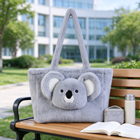 Sac fourre-tout en peluche 3D interactif mignon, sac à bandoulière doux et moelleux avec tête d'animal amovible, cadeau pour enfants et filles