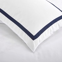 Hotel White 3pcs Textiles Patchwork Blanc avec Bleu Marine Polyester Tissu Ensembles de Literie Housse de Couette Ensemble Grossiste