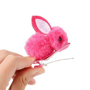Jolies pinces à cheveux en peluche 3D en forme de lapin pour enfants et filles, usage quotidien, 10 cm, pince BB, ornement tête d'animal de dessin animé - Product Image 5