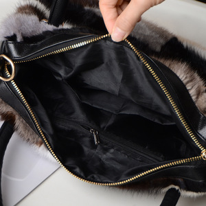 High Quality Women Winter Genuine Mink Fur Leather Shoulder Bag - Product Image 5