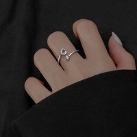 Dainty réglable ouvert A-Z 26 Alphabet lettre anneaux pour femmes plaqué or 925 argent sterling CZ bague initiale