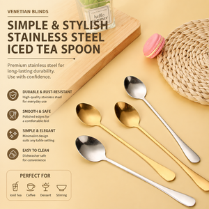 Cucharas de Té de Acero Inoxidable con Mango Largo, Acabado Espejo, Chapadas en Oro, Ecológicas, Capacidad de 5 ml, Diseño Minimalista, para Fiestas - Product Image 5