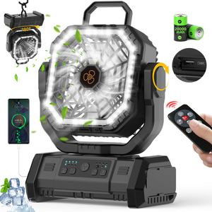 20000mAh battery-powered USB rechargeable portable <b>table</b> fan with LED light, suitable for RV and <b>car</b> use, four fan speeds. - Product Image 2