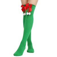 Chaussettes de Noël pour femmes, chaussettes longues à rayures de Noël, respirantes, chaudes, au-dessus du genou