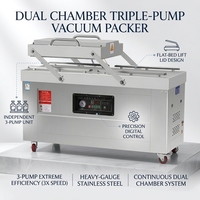Machine d'emballage sous vide à double chambre Xicang XC-600, en acier inoxydable épaissi, triple pompe 20L, semi-automatique, électrique, boîte en bois
