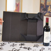 Boîte cadeau magnétique pliable personnalisée, boîte à vin noire de luxe, emballage pour une seule bouteille de vin