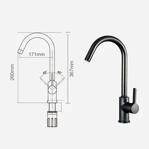 JOMOO Vòi Nước Nhà Bếp Màu Đen Mờ Máy Lọc Nước Mềm Tổng Hợp Không Chì Vòi Nước Trộn Bồn Rửa Nhà Bếp Tay Cầm Đơn Hiện Đại - Product Image 5