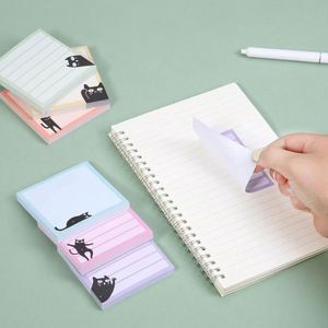 Cute Funny Black Cat Pastel Color Self-adhesive Sticky Notes Set 6 Assorted Designs 80 Sheets <b>Memo</b> <b>Pads</b> Daily Note-taking - Product Image 5