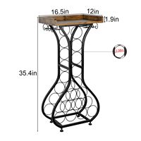 Porte-bouteilles en verre, table en bois, 14 bouteilles, rangement à vin au sol, bar à domicile, cuisine, salle à manger, salon, porte-bouteilles à vin sur pied