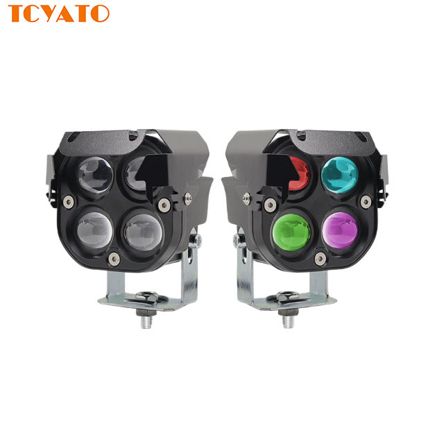 TCYATO Car Work Light Four-leaf Clover 3-inch 40w RGB with Cover Motorcycle Modified Spotlight Off-road Vehicle Roof Light