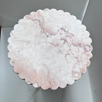 KINGS-WING Socle cylindrique naturel moderne Table d'appoint ronde rose Table basse personnalisée en gros meubles de salon