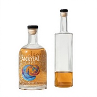 En gros faible quantité minimale de commande étiquette noire whisky bouteille d'esprit 750ml bouteille en verre de luxe vin alcool bouteilles avec bouchon en liège