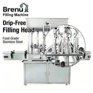 Máquina Llenadora de Líquidos Automática de Alta Velocidad Brenu de Cuatro Cabezales para Yogurt, Mermelada, Jugo, Loción Espesa, Alta Precisión 1%, Plástico - Product Image 3