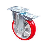 Roue pivotante à double frein robuste de type européen en acier, aluminium et polyuréthane, prix d'usine, 200x50 mm, charge de 450 kg