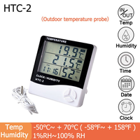 Thermo-hygromètre numérique en plastique, moniteur de température et d'humidité, thermomètre hygromètre, intérieur/extérieur, table, réveil, ménage