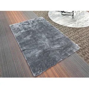 Tapis Shaggy de sol pour salon, tapis antidérapant de haute densité, bleu foncé, fait à la Machine, robuste, bleu foncé