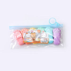 Lot de 6 surligneurs mignons à motifs de dessins animés, pointe oblique, avec étui portable à fermeture éclair, marqueurs pastel pour enfants, étudiants et journalisation - Product Image 3