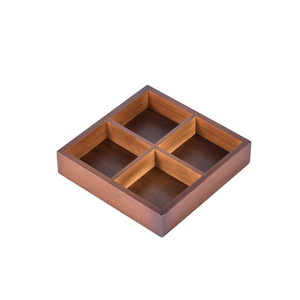 Plateau de service en bambou avec couvercle et compartiments, idéal pour les collations, les noix, les bonbons, les légumes, pour la maison, la cuisine, le salon - Product Image 3