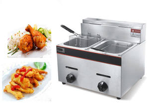 Máquina de Catering industrial, freidora plana de gas profundo con control de temperatura, 2 tanques, 2 cestas - Product Image 2