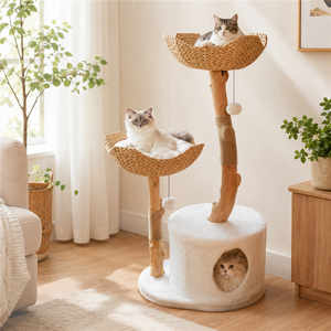 Tour en peluche blanche de style Branch, écologique, avec paniers en paille, pour arbre de Noël moderne, directement du fabricant - Product Image 1