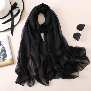 Moda liso Color sólido mujeres largo scaarf 180x110cm tamaño grande gasa seda manta <span class=keywords><strong>playa</strong></span> chal musulmán señora <span class=keywords><strong>pañuelos</strong></span> Hijab - Product Image 5