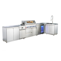 Ensemble d'armoires de cuisine multifonctions pour barbecue en acier inoxydable 304