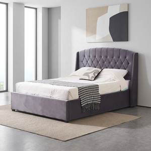 <span class=keywords><strong>Letto</strong></span> Matrimoniale Moderno Imbottito in Tessuto Morbido con Testiera a Ala e Struttura in Legno per <span class=keywords><strong>Camere</strong></span> <span class=keywords><strong>da</strong></span> <span class=keywords><strong>Letto</strong></span> Contemporanee - Product Image 3