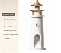 Lampe de table transfrontalière à détection corporelle, avec projection de phare et lune, lumière d'ambiance nocturne et haut-parleur intégré, pour décoration