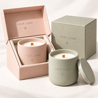 Bougie parfumée en cire de soja naturelle avec mèche en bois ronde, dans un pot en céramique, logo personnalisé de luxe, coffret cadeau d'aromathérapie, parfum d'ambiance pour la maison, fabriqué en Chine
