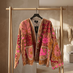 Vintage <b>Suede</b> Embroidery Cardigan <b>Women</b> Oversized Bohemian Patchwork Velvet <b>Jacket</b> Boho Floral Embroidered Front Open <b>Women</b> - Product Image 5