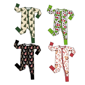 Çocuk Bebek Bambu Çift Yönlü Fermuarlı Günlük Pijama Tulumu Batı Baskılı Sonbahar İçin - Product Image 5