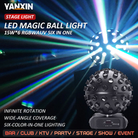 Lumière de scène LED rotative à 360° activée par le son, lampe boule disco à changement de couleur RGB, compatible DMX512, projecteur de faisceau pour fêtes, clubs et bars