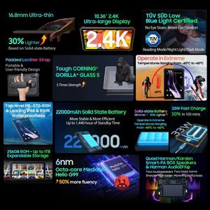 [World <span class=keywords><strong>Premeire</strong></span>] Blackview Active 8 Pro Tablet robusti Android 13 10.36 "2.4K Display Helio G99 16GB 256GB Tablet PC 22000mAh - Product Image 2