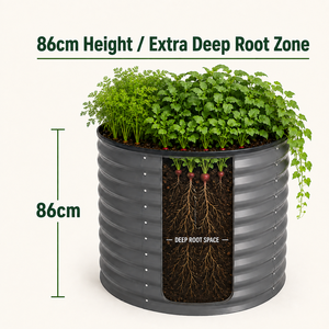 Bac de jardin rond en acier galvanisé ondulé de 86 cm de haut, jardinière extra-profonde de 0,6 mm pour la plantation de légumes racineux et d'herbes dans la cour - Product Image 3