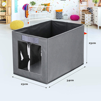 Boîte de rangement pliable gris de 3 paquets, boîte de rangement d'organisation de placard de tissu de garde-robe pliable avec fenêtre