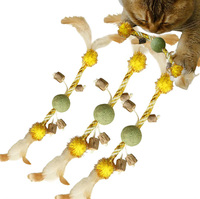 Doğal Rattan Toplu Kedi Oyuncağı, Tüy ve Sisal İp ile - Kediler için İnteraktif Oyuncak