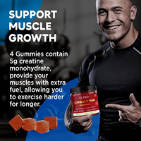 Gummies de créatine à la fraise, marque privée/OEM, 120 unités, avec vitamine B-12 et L-Taurine pour la croissance musculaire et le soutien énergétique