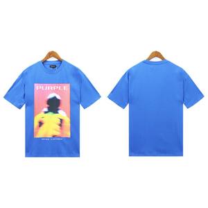 FloralCharm أعلى جودة مصمم الأرجواني بأكمام قصيرة القطن زوجين الصيف تي شيرت - Product Image 2