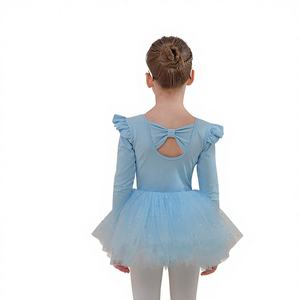 Justaucorps de danse à manches longues pour filles, tenue de tutu pour tout-petits, ballerine avec jupe à paillettes, design coréen, costume de princesse - Product Image 4