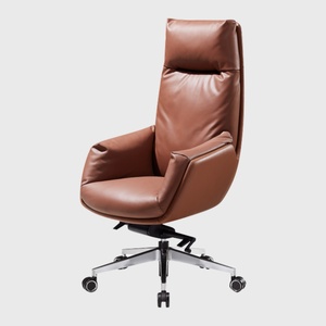 Fauteuil de direction ergonomique moderne en cuir véritable avec dossier en maille, hauteur réglable et repose-pieds - Product Image 5