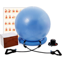 Chaise ballon d'exercice 65 cm, ballon de yoga de bureau inclus, bandes de résistance